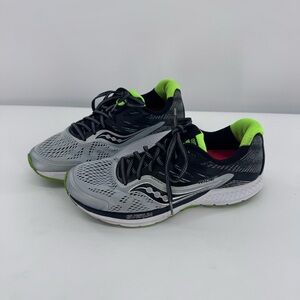 Saucony Mens Ride 10 Running Sneakers Black Gray Slime Shoes Size 8.5
